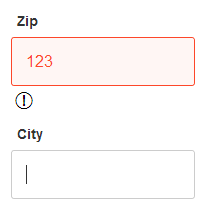 An icon appears when there is an error.